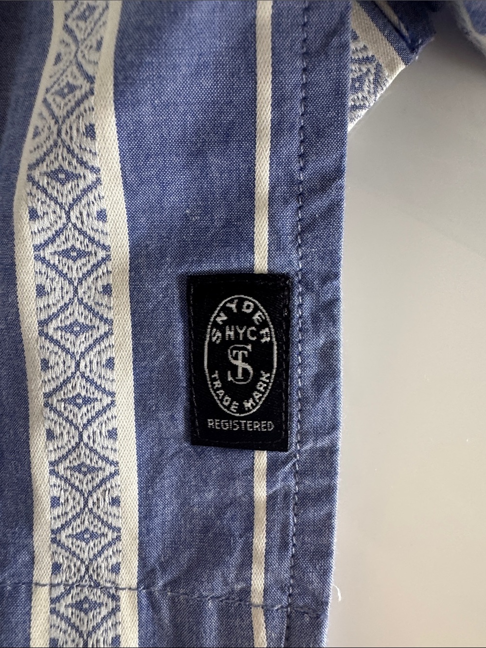 Todd Snyder Blue Jacquard Stripe Leisure Shirt - Picture 7 of 7